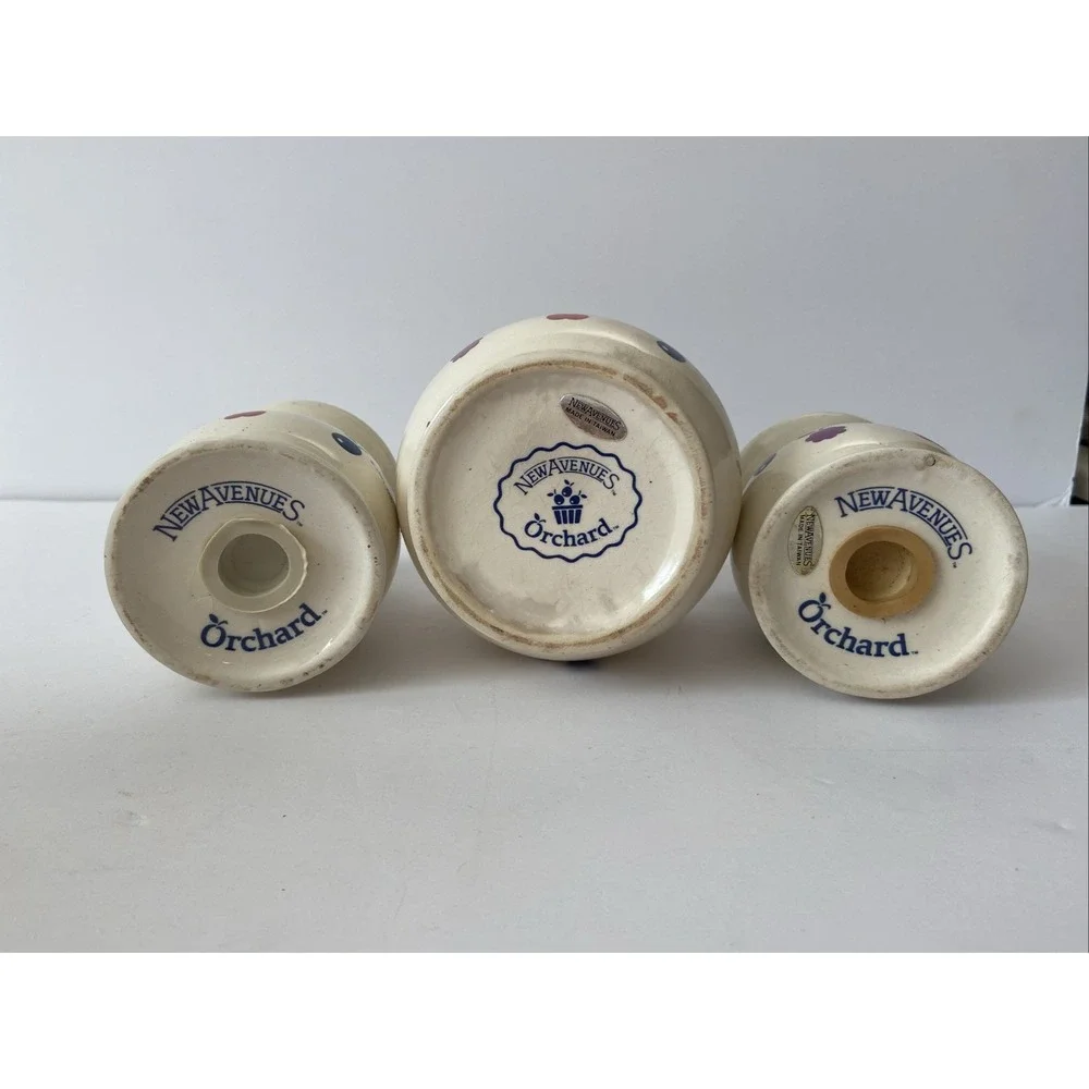 Vintage 1984 New Avenues Orchard Salt Pepper‎ & Sugar Bowl Set